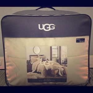 Ugg bedspread pillowcases and white fur throw